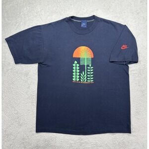 Vintage Nike Shirt Mens Large Blue 1983 Lilac Bloomsday Run Made USA Graphic 80s